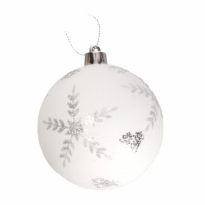 Esfera Navideña Blanca Y Plateada Copo De Nieve JOY Unidad