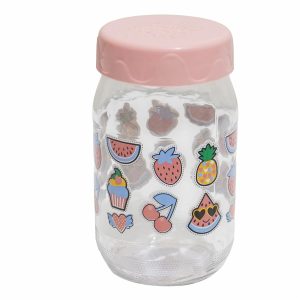 Frasco De Vidrio Para Comida De Bebé Diseño Frutas HEREVIN Rosado