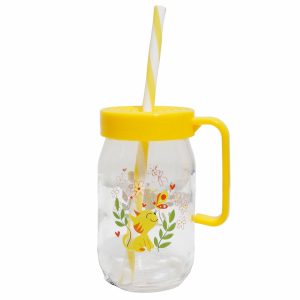 Jarro De Vidrio Con Tapa y Sorbete Varios Diseños HEREVIN Amarillo