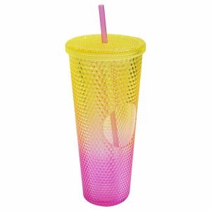Vaso Diamante Con Tapa Y Sorbete FREE HOME Plástico