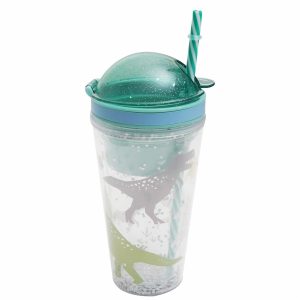 Vaso Dinosaurio Con Tapa Y Sorbete FREE HOME Plástico