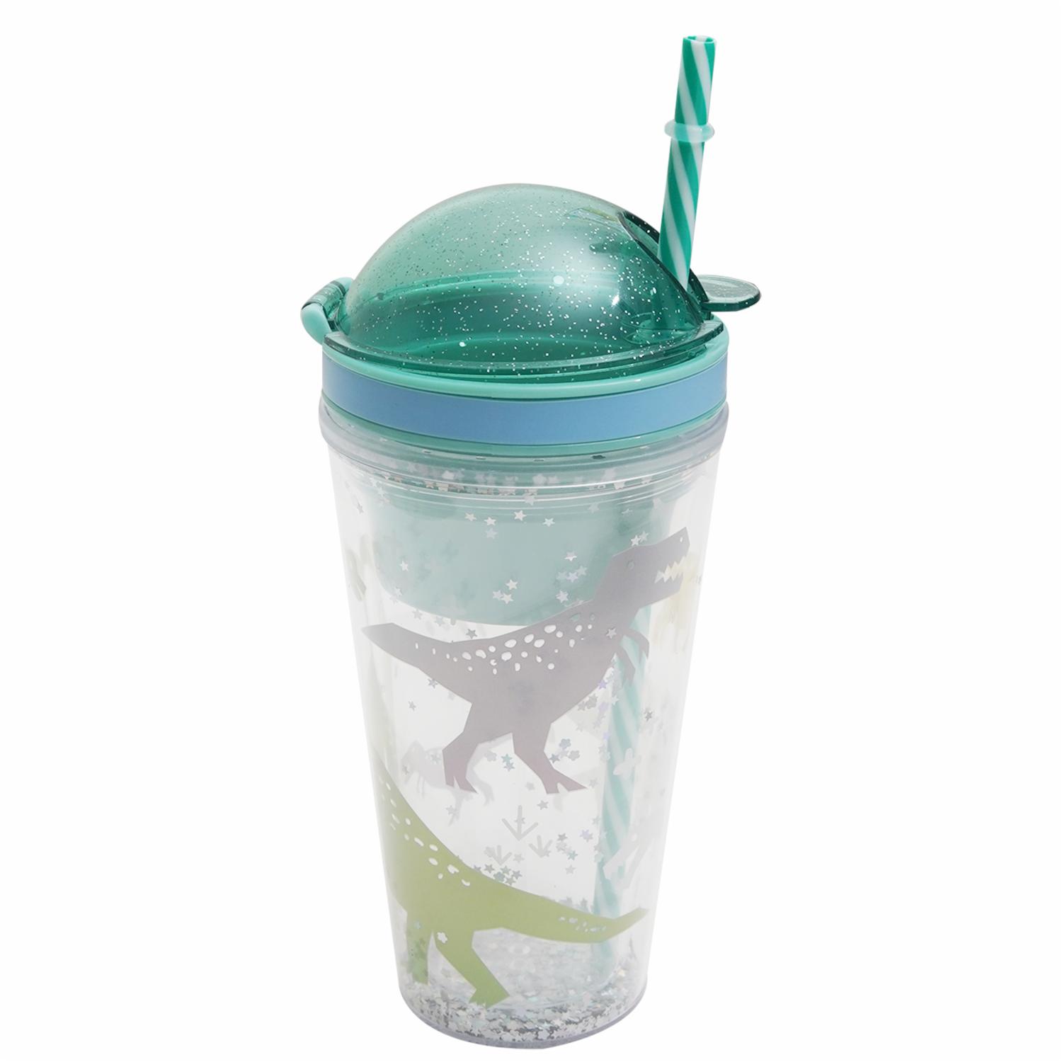 Vaso Dinosaurio Con Tapa Y Sorbete FREE HOME Plástico