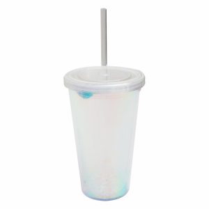 Vaso Doble Pared Con Tapa Y Sorbete FREE HOME Plástico