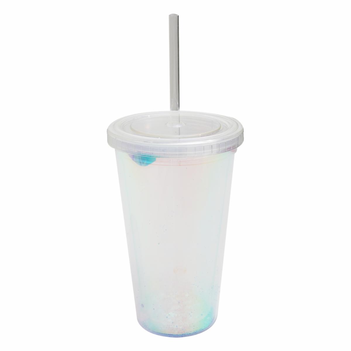 Vaso Doble Pared Con Tapa Y Sorbete FREE HOME Plástico