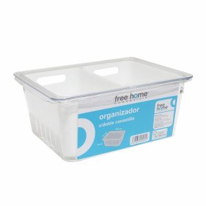 Organizador Rectangular Transparente Con Doble Canastilla FREE HOME Pequeño