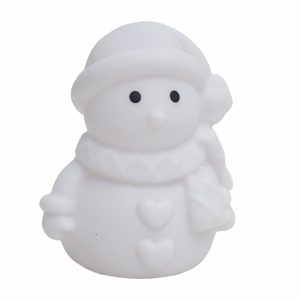 Adorno Navideño Muñeco De Nieve Blanco Con Luz Led HE WEI 1 Pieza