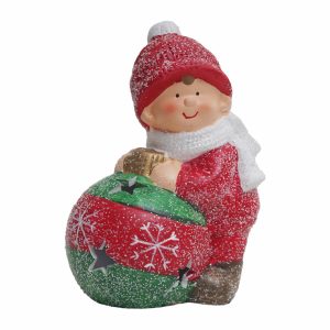 Figura Decorativa Navideña Muñeco Con Traje Rojo Y Bombillo KOOME Batería