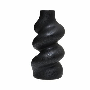 Florero Decorativo Negro Ondas SHUNDA 10X10X19.5 Cm