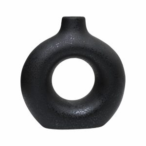 Florero Decorativo Negro Circulo Abstracto KOOME 6X17.5X18 Cm