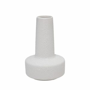 Florero Solitario Blanco Base Abstracto KOOME 11X11X17 Cm