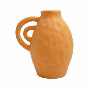 Florero Decorativo Jarrón Con Asa Naranja SHUNDA 13X11X15 Cm
