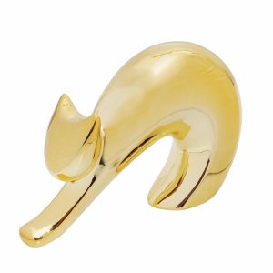 Adorno Decorativo Dorado Gato Relax Estirado KOOME 1 Pieza