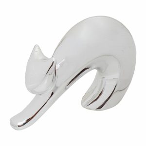 Adorno Decorativo Plata Gato Relax Estirado KOOME 1 Pieza