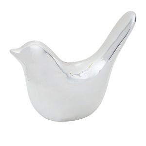 Adorno Decorativo Plata Pájaro Cola Larga KOOME