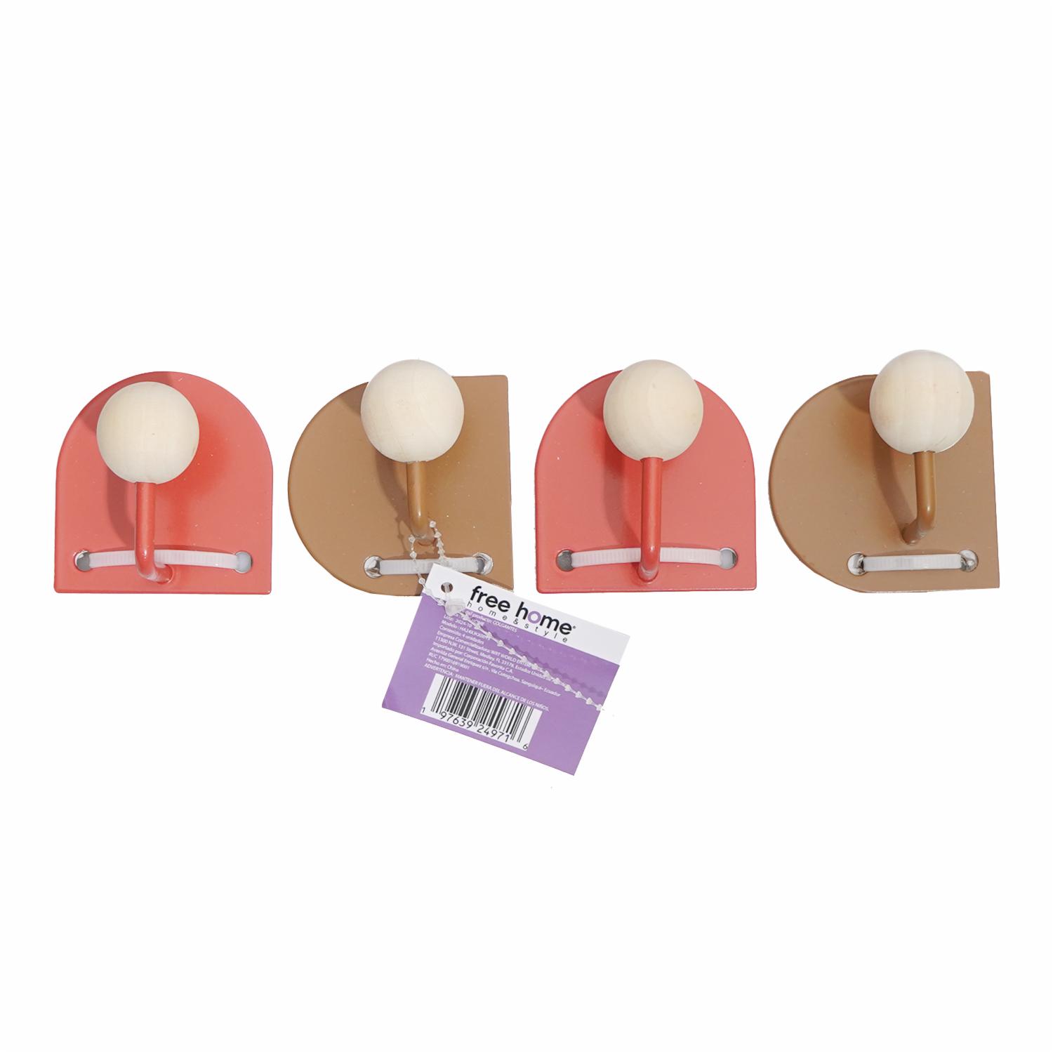 Ganchos Colgantes Metálicos Varios Colores Set FREE HOME X 4 Piezas