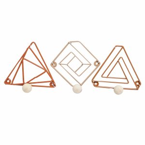 Ganchos Colgantes Metálicos Diseño Geométrico Set FREE HOME X 3 Piezas