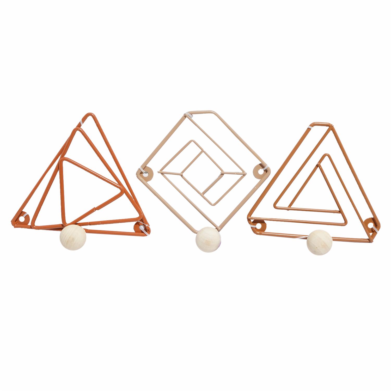 Ganchos Colgantes Metálicos Diseño Geométrico Set FREE HOME X 3 Piezas