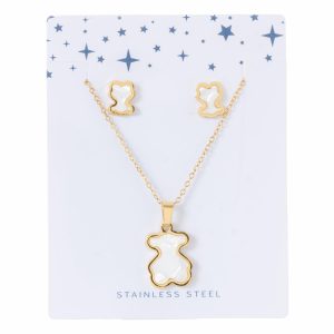 Juego De Bisutería Diseño Osito STAINLESS STEEL 4 Piezas