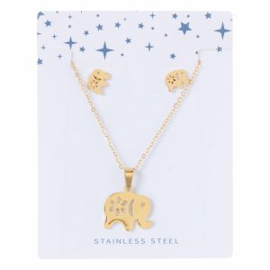 Juego De Bisutería Diseño Elefante STAINLESS STEEL 4 Piezas