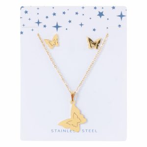 Juego De Bisutería Diseño Mariposa STAINLESS STEEL 4 Piezas
