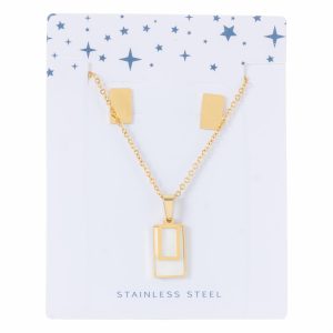 Juego De Bisutería Diseño Cuadrado Quarzo STAINLESS STEEL 4 Piezas