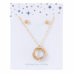 Juego De Bisutería Diseño Argollas STAINLESS STEEL 4 Piezas