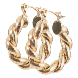 Aretes Para Dama Estilo Argolla Tejida Copper Dorado Peso: 5,6 G SKYLARK 1 Par