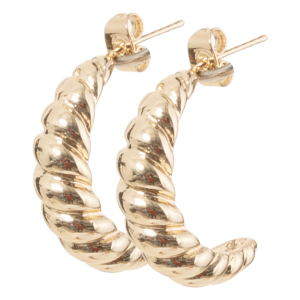 Aretes Para Dama Estilo Media Luna Tejida Copper Dorado Peso 5,6 G SKYLARK 1 Par