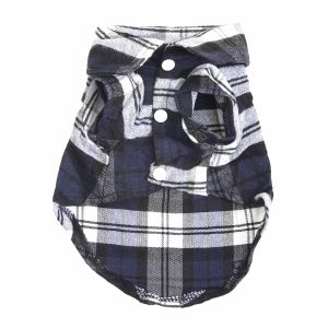 Camisa De Perro Cuadros Azul DADAGOU Talla Pequeño