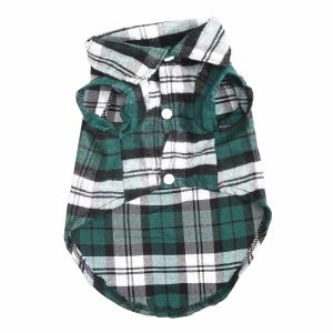 Camisa De Perro Cuadros Azul DADAGOU Talla Mediano