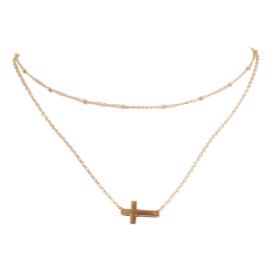 Collar Para Dama Doble Cadena Y Cruz SKYLARK 1 Pieza