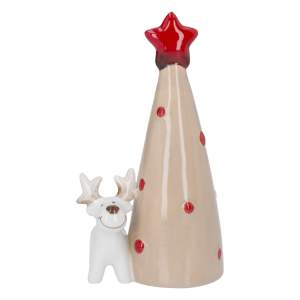 Adorno Navideño Cerámica Árbol Reno JOY 1 Pieza