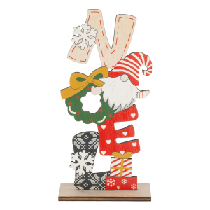 Decoración Para Mesa Navideño Papa Noel De Madera JOY 20X8.8X4 CM