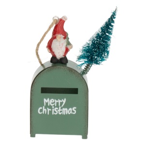 Colgante Navideño Buzón De Metal Blanco Verde Rojo JOY 11X6.5X4 CM