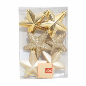 Adornos Navideños Colgantes Estrella Dorado Set JOY