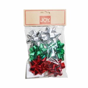 Lazos Tipo Moño Para Regalos Plateado Verde Y Rojo Set JOY