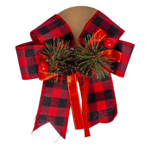 Lazo Navideño Cuadros Con Pino Rojo Y Negro JOY 13 Cm