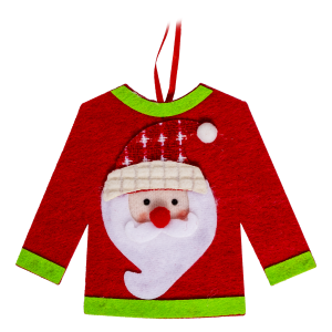 Colgante Navideño Diseño Buzo Papá Noel Rojo Y Verde JOY 12,5 Cm