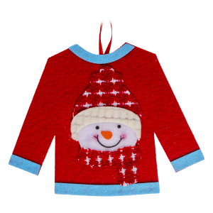 Colgante Navideño Diseño Buzo Muñeco De Nieve Rojo Y Azul JOY 12,5 Cm