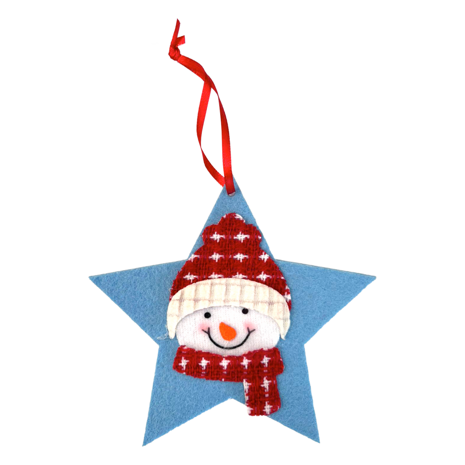 Colgante Navideño Diseño Estrella Celeste Con Muñeco De Nieve JOY 12.5 Cm