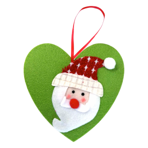 Colgante Navideño De Corazon Verde Con Papa Noel JOY 12.5 Cm