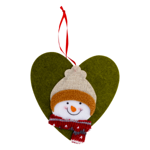 Colgante Navideño Corazón Negro Con Muñeco De Nieve JOY 12.5 CM