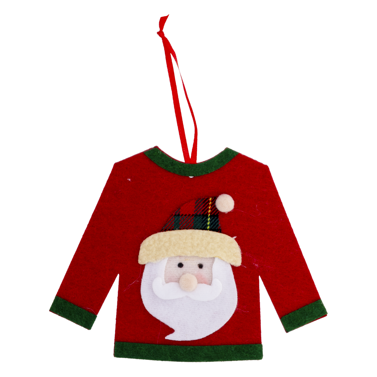 Colgante Navideño Buzo Rojo Y Negro Papa Noel JOY 12.5 CM