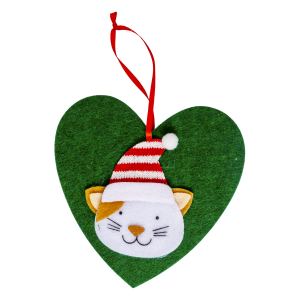 Colgante Navideño Diseño Corazón Gatito Verde JOY 12,5 Cm