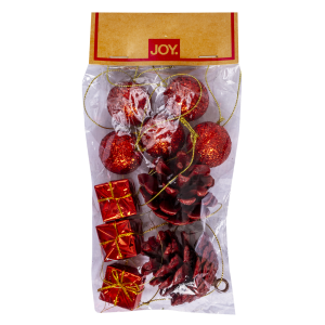Colgante Para Árbol De Navidad Surtido Rojo Set JOY 10 Piezas