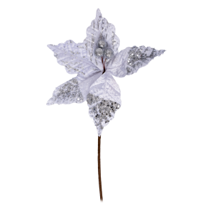 Flor Artificial Poinsetia Con Escarcha JOY 18 Cm