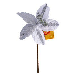 Flor Artificial Poinsetia Con Escarcha JOY 21 Cm