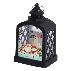 Farol Con Luz Diseño Merry Christmas Negro JOY 1 PZ