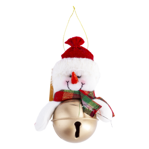 Adorno Navideño Colgante Diseño Muñeco De Nieve Campana JOY 13 Cm