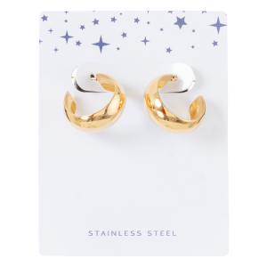 Aretes Para Dama Acero Inoxidable Dorado TECNO STEEL 2 Piezas